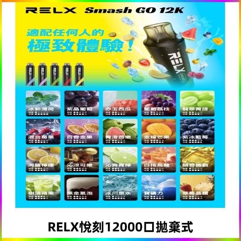 RELX12000口拋棄式 RELX Smash Go 12K一次性悅刻電子煙